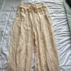 SHEIN Beige Linen Beach Cover Up Pants